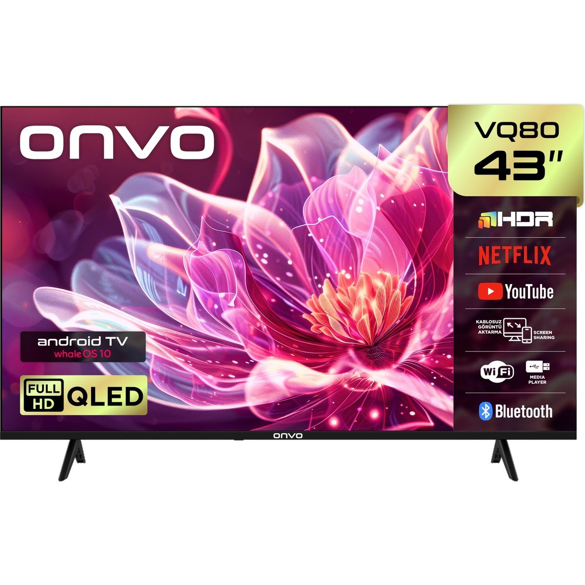 Onvo 43VQ80F3FA 43'' 109 Ekran Uydu Alıcılı Full HD WhaleOS QLED TV