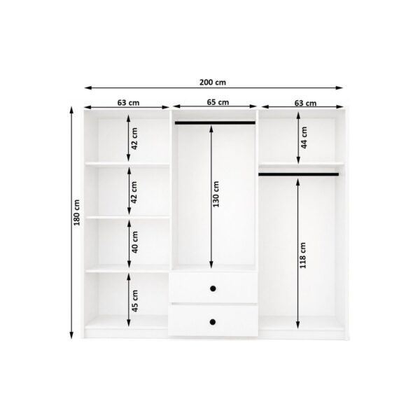 Metalia Gm 036 Lüx 6 Kapı 2 Çekmeceli Düğme Kulplu Aynalı Gardırop