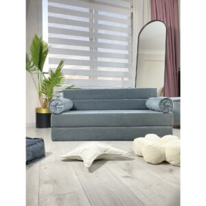Minness Katlanır Koltuk Yataklı Açık Gri Mikrofiber Kumaş 120*200 cm Ergonomik Tasarım