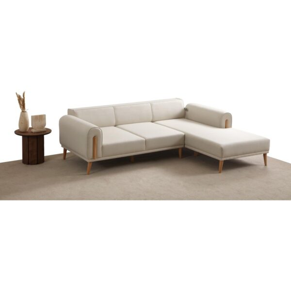 Ak Sofa Leon Köşe Koltuk Sağ Köşe Koltuk Açık Krem Renk Yumuşak Oturum 250×170 cm Gürgen ve Keten Malzeme