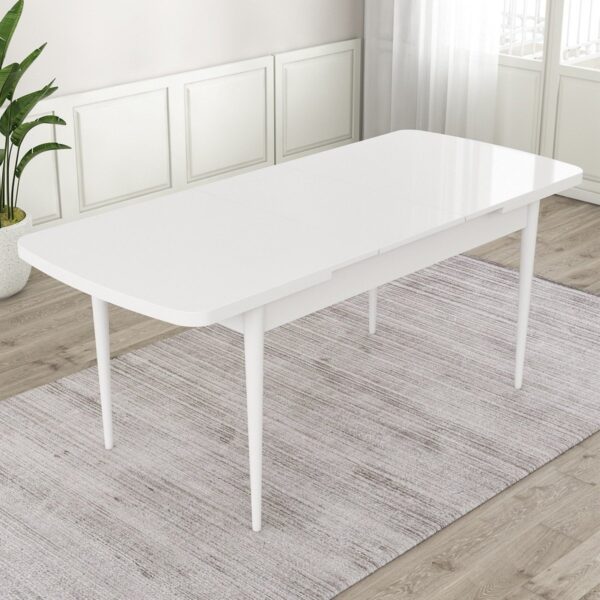 Concept Kar Serisi, 80X132 Açılabilir Mdf Mutfak Masa Takımı, Beyaz Masa 6 Sandalye