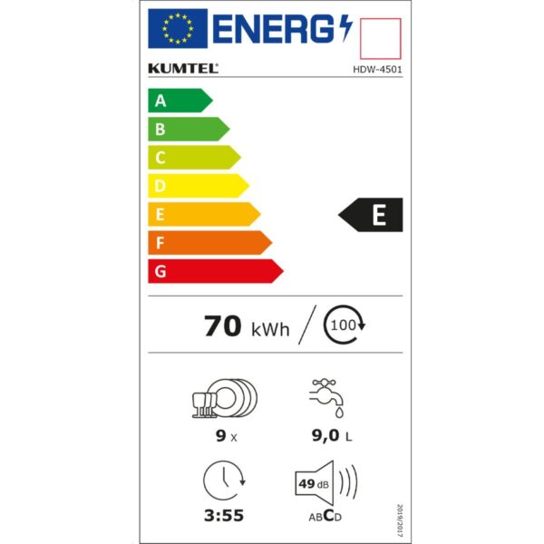 Kumtel HDW-4501 6 Programlı 45 cm Solo Bulaşık Makinesi