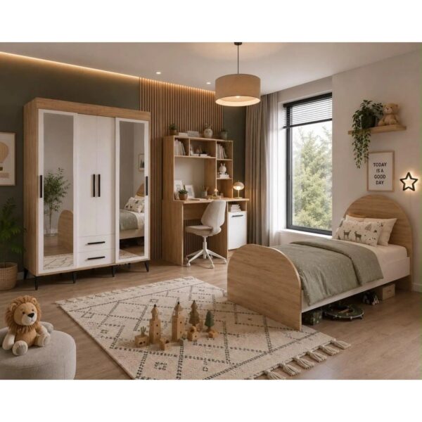 Afilli Ildır Genç Odası Takımı Beyaz MDF Malzemeden Modern Tasarım 3 Parça