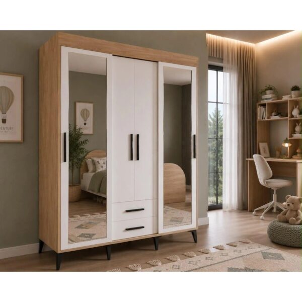 Afilli Ildır Genç Odası Takımı Beyaz MDF Malzemeden Modern Tasarım 3 Parça