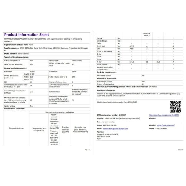 Haier HDR5818DNSS D Enerji Sınıfı 640 Lt Kombi Tipi No Frost Buzdolabı