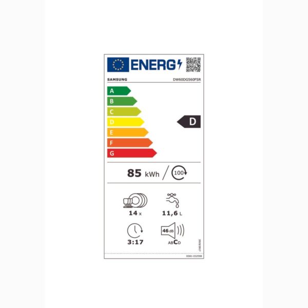 Samsung DW60DG560FSRTR 6 Programlı Bulaşık Makinesi, D Enerji Sınıfı