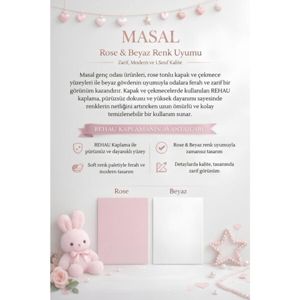 Kids Masal 3 Kapaklı Çekmeceli Genç Odası Dolabı | MDF Kalite | Fonksiyonel ve Estetik
