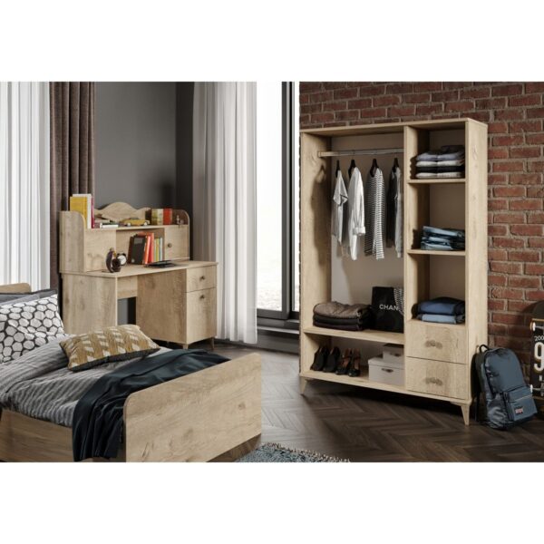 Kzn Home Akasya Modern Genç Odası Takımı Meşe – 4 Parçalı ve Tamamı 1. Kalite Mdf