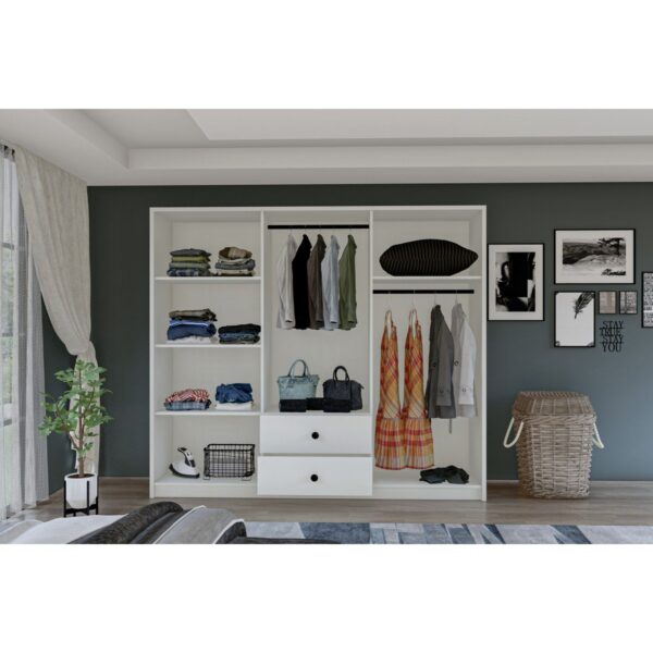 Metalia Gm 036 Lüx 6 Kapı 2 Çekmeceli Düğme Kulplu Aynalı Gardırop