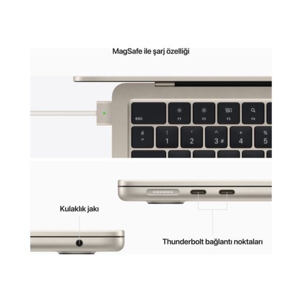 Apple MacBook Air M2 16GB 256GB SSD macOS 13″ Taşınabilir Bilgisayar Yıldız Işığı MC7W4TU/A