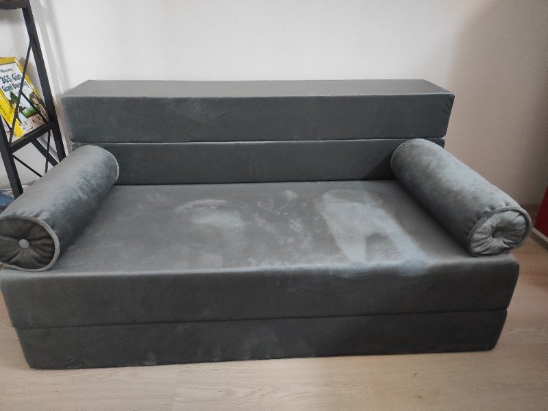 Minness Katlanır Koltuk Yataklı Açık Gri Mikrofiber Kumaş 120*200 cm Ergonomik Tasarım