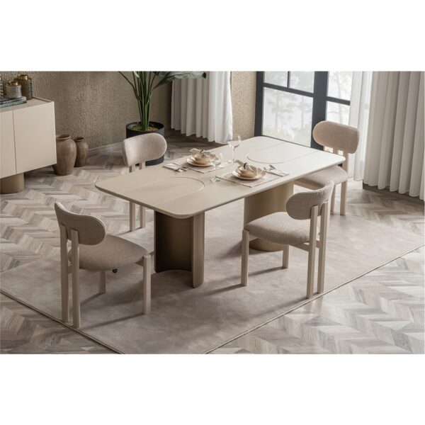 Alanya Yemek Odası Modern Tasarım MDF Malzeme 195x95x76 cm Boyutlarıyla