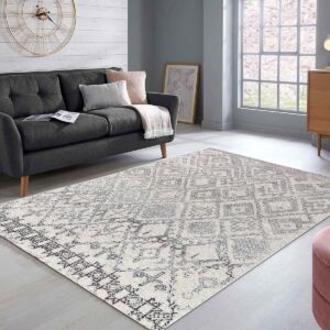 Trendy Pazars Dizayn Blackshade Desenli Kadife Pamuk Tabanlı Yıkanabilen Kaydırmaz Antibakteriyel Salon Halısı 200X300