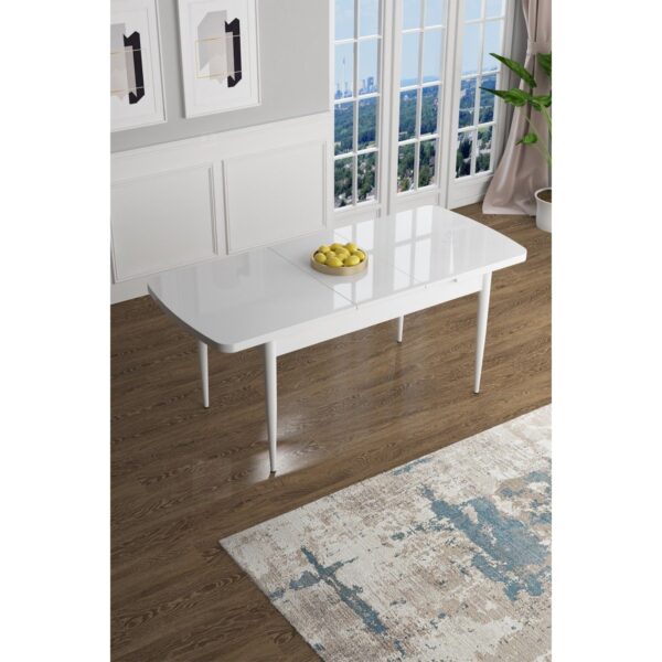 Concept Han Serisi 70 x 114 Cm, Açılabilir Mdf Mutfak Masa Takımı, Beyaz Masa ve 4 Sandalye