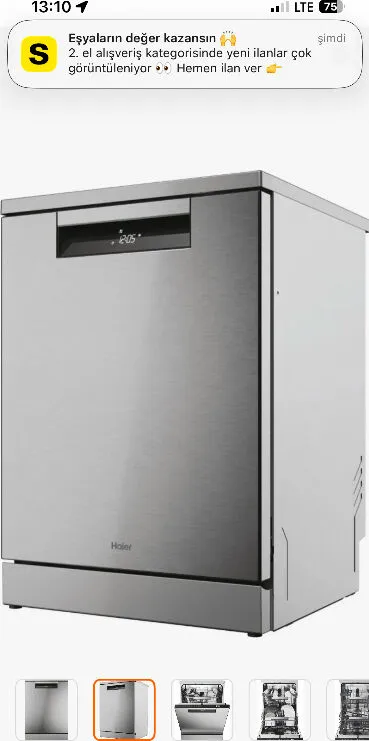 Haier Xf 5C7M0X-17 10 Programlı Wi-Fi Bağlantılı Bulaşık Makinesi C Enerji Sınıfı