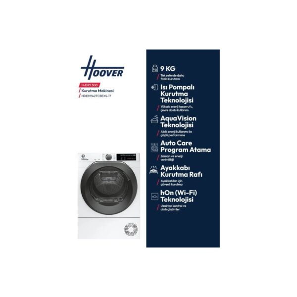 Hoover Ndeh9A2Tcbexs-17 9 kg Wi-Fi Bağlantılı Isı Pompalı Kurutma Makinesi