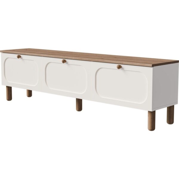 Mezza 1280 Monza 180 Cm Bohem Tv Ünitesi Membran MDF Kapaklı Meşe-Beyaz