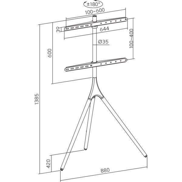 Şövalye Tipi Tv Standı 45″-65″ | Ahşap & Metal | 180° Döner | 32 kg Taşıma Kapasiteli