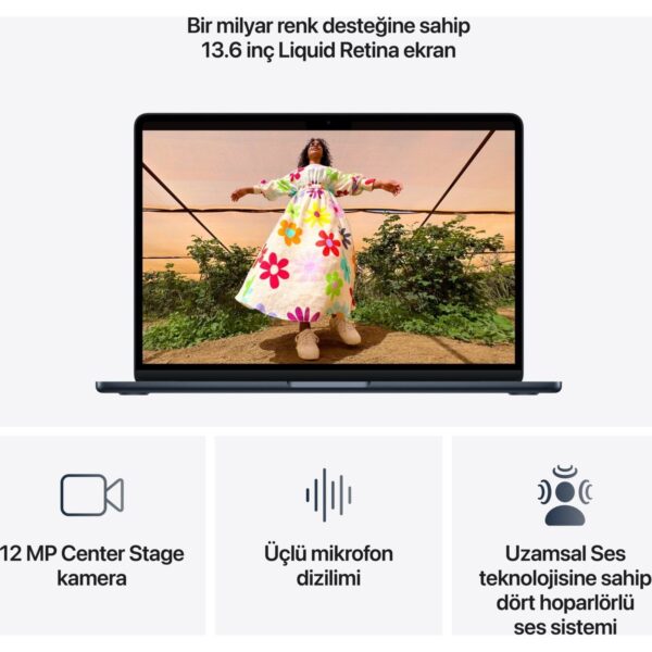 Apple MacBook Air M5 16GB 512GB SSD macOS 13″ Taşınabilir Bilgisayar Gece Yarısı MDHE4TU/A