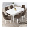 Concept Kar Serisi, 80X132 Açılabilir Mdf Mutfak Masa Takımı, Beyaz Masa 6 Sandalye