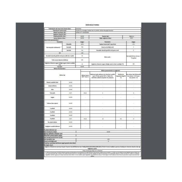 Grundig Gpkne 477 E Enerji Sınıfı 477 L Duo-No Frost Alttan Donduruculu Buzdolabı Beyaz