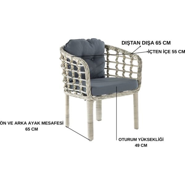 Kartepe 2 1 1 Rattan Bahçe Balkon Takımı,kahve Örgü/krem Kumaş