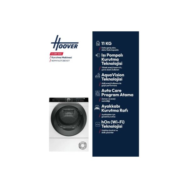 Hoover NDPH 11A2TCBEXS17 11 kg Wi-Fi Bağlantılı Isı Pompalı Kurutma Makinesi
