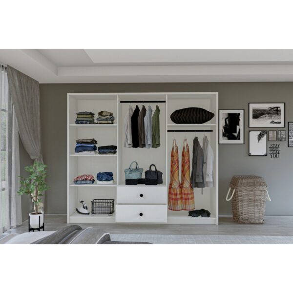 Metalia Gm 069 Delüx 6 Kapı 2 Çekmeceli Düğme Kulplu Gardırop