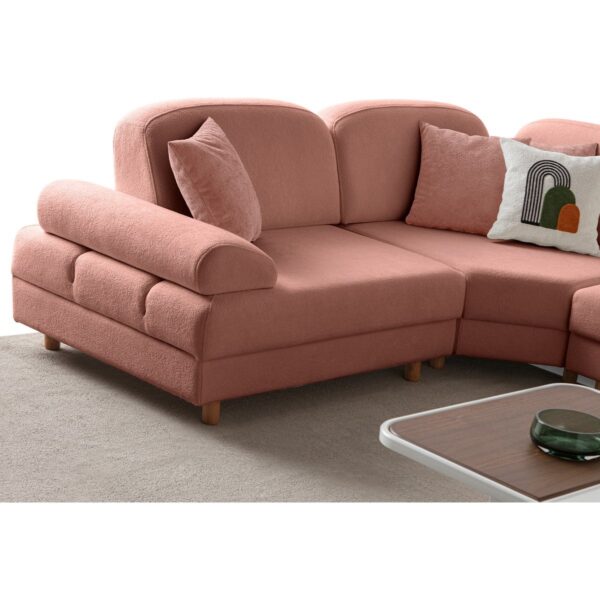Aries Yataklı Sandıklı Modüler Köşe Koltuk Takımı M Pembe