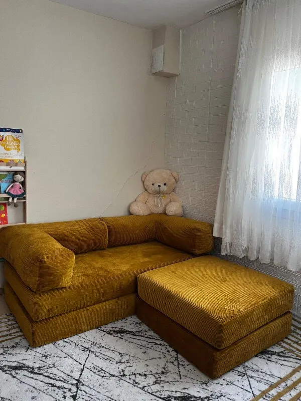 MONAMI Dechome Yeny Fitilli Kadife | Köşe Koltuk | 160X160 Köşe Takımı | Modüler Köşe Takımı | Yataklı L Koltuk | Fitilli Kadife