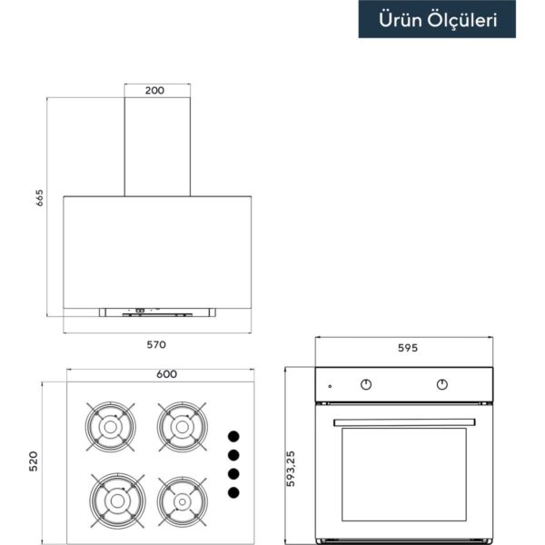 Kumtel Home Basic Beyaz Cam Ankastre Set A+ Enerji Sınıfı Modern Tasarım 4 Ocak Gözü