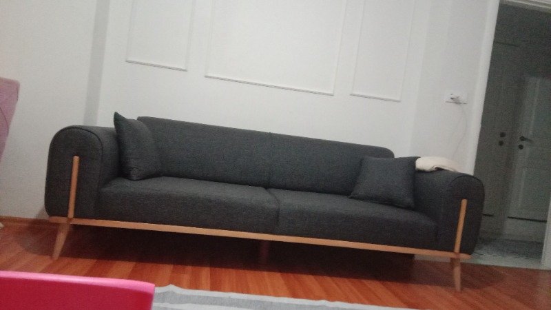 Riva 3’lü Koltuk Krem Renk Modern Tasarım Silinebilir Kumaş 224 cm Boyut