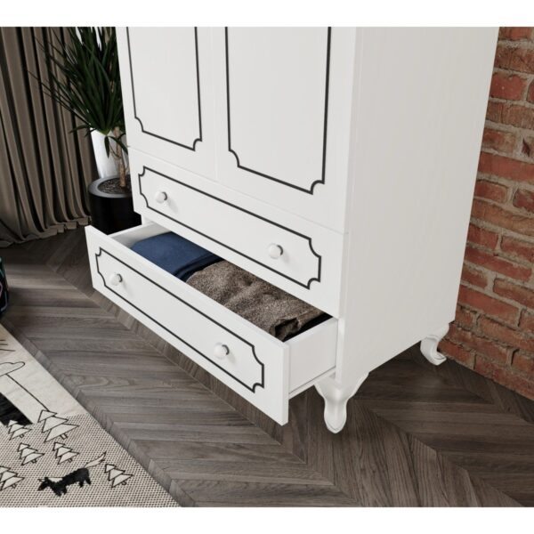 Kzn Home Stil 2 Kapaklı 2 Çekmeceli Modern Gardırop, Elbise Dolabı – Tamamı Mdf