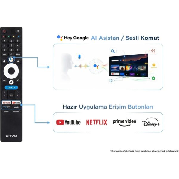 Onvo 50VQ90F3UA 50” 127 Ekran Uydu Alıcılı 4K Ultra HD Google Smart QLED TV
