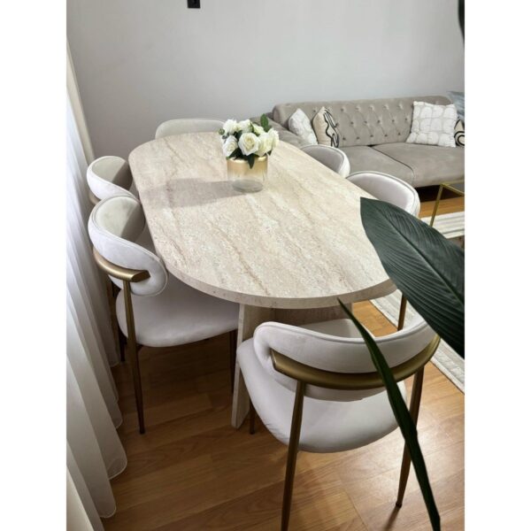 Norte Bohem Bella 6 Kişilik Ahşap Masa Takımı Modern Tasarım MDF Oval Masa Takımı İskandinav Takım