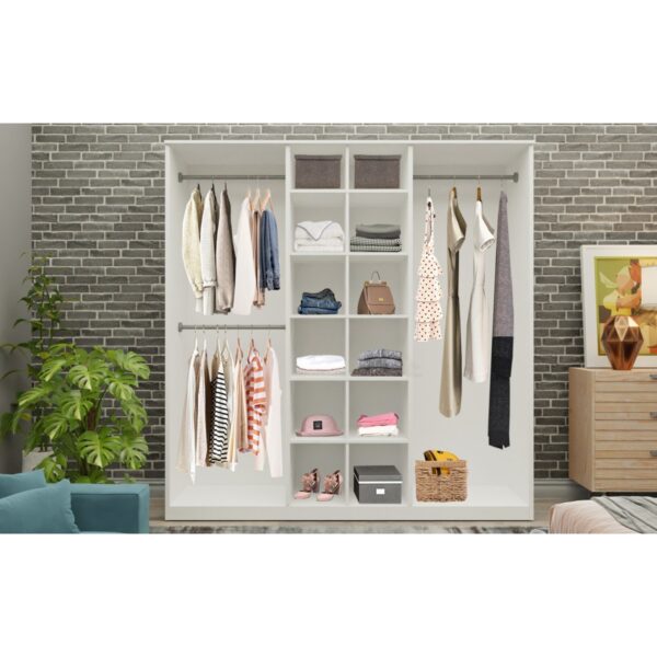 Metalia Gm 081 Favorite 6 Kapılı Aynalı Beyaz Siyah Kulplu Gardırop