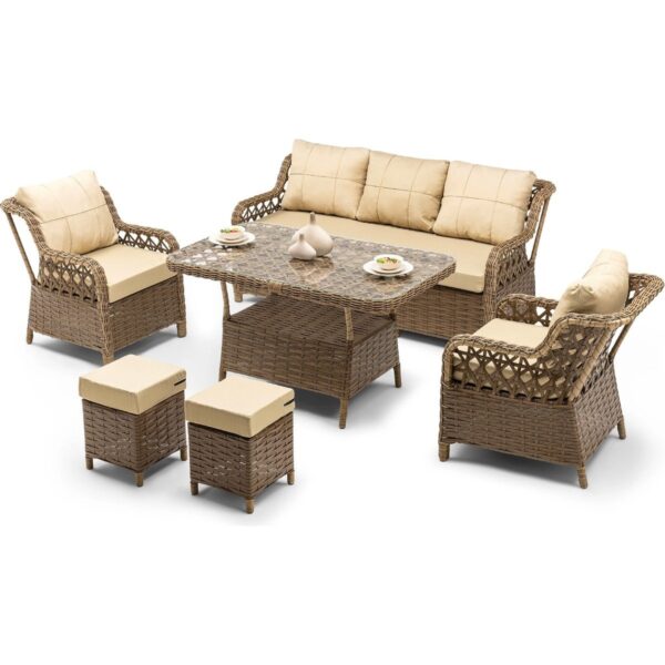 Hier Zen Rattan Puflu Bahçe Balkon Mobilyası